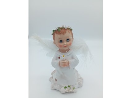 Andílek se svíčkou látkové peří 15cm