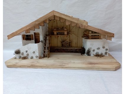 Betlém dům, velký bílý, bílé zdi s kameny, schůdky na ochoz