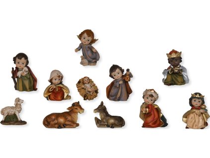 Figurky svaté rodiny a tří králů, barevné, malé