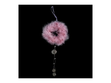 Deko vánoční kolo plyš růžové