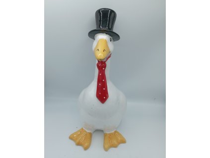 Husa, červená kravata, cylindr, 42cm