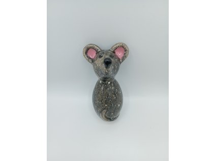 Myš na tyči černobílá, lesklá, 17cm