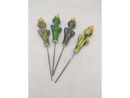 ŽABÍ PRINC NA TYČ MIDI, 13CM MIX ZELENÁ-SADA