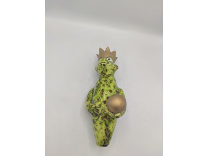 ŽABÍ PRINC NA TYČI , 30CM SV ZELENÁ HNĚDÉ FLEKY