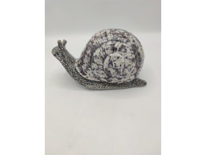 Šnek kulatý domek, střední, 23cm, modro-šedý