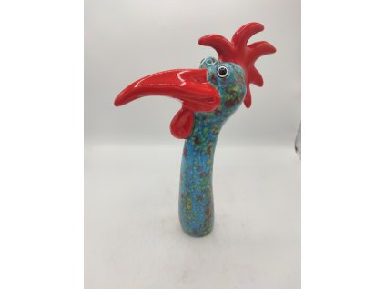 Kohoutí hlava na tyči, 32cm, sv. modrá