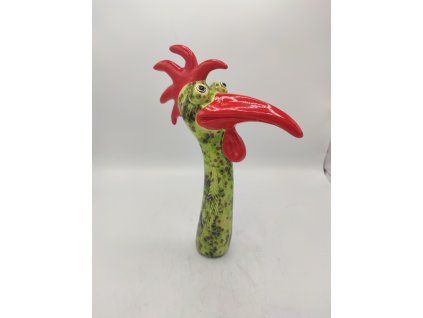 Kohoutí hlava na tyči, 32cm, zelenožlutá