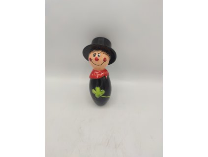 Malý kominík, CZ glazura červený šátek s čtyřlístkem, 18cm