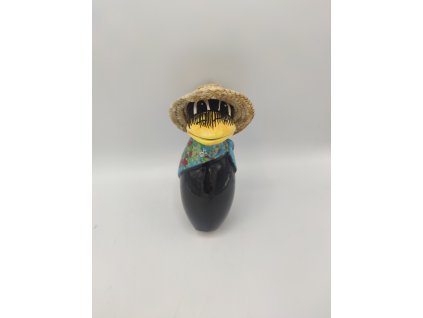 Havran se slamakem na tyči, 18cm, šátek světle modrý