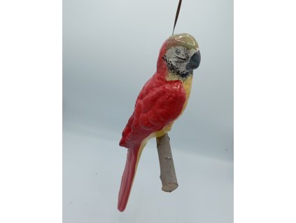 Papoušek červený na houpačce, 39cm