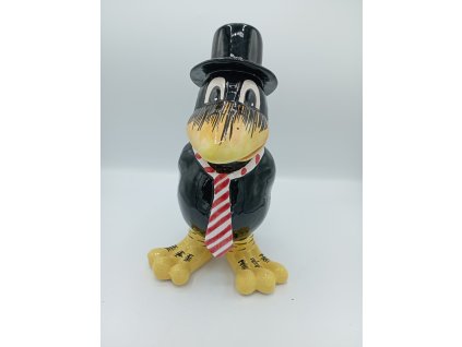 havran „Karlheinz“ s cylindrem a kravatou, s bíločervenými pruhy 26 cm