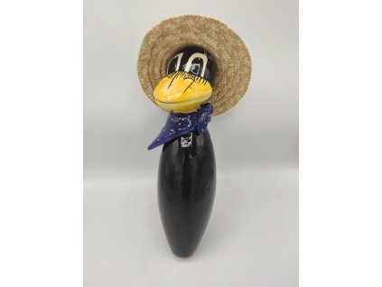 Havran na tyči, slamák, TV, modrý šátek, 30cm