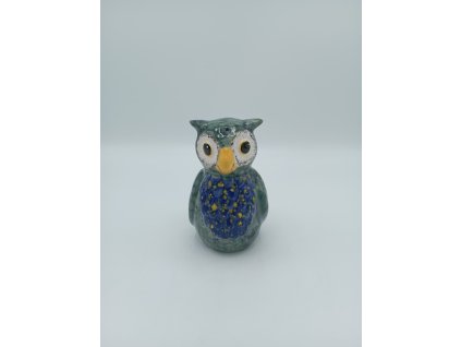 malá tlustá sova na tyči  8cm modrá
