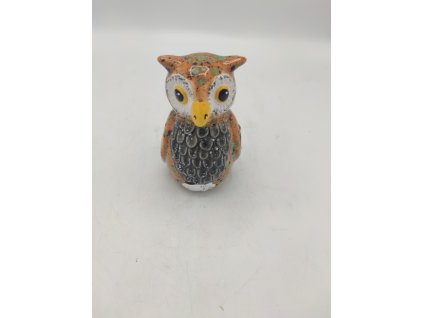 MALÁ TLUSTÁ SOVA NA TYČI , 12CM, HNĚDÁ ŠEDÁ NÁPRSENKA