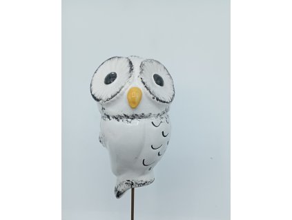 malý sýček na tyči  12cm bílý