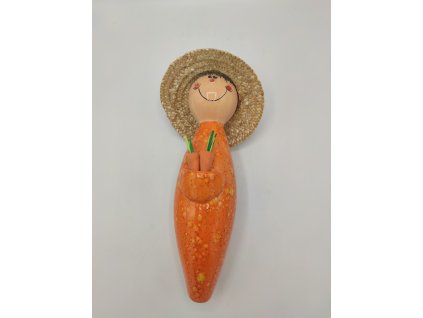 Zahradník na tyči slaměný klobouk, 30cm, oranžový