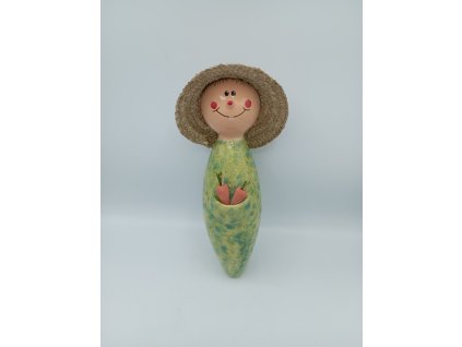 zahradník na tyč se slaměným kloboukem 30cm