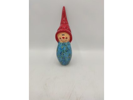 Trpaslík na tyči, 21cm, modrý kropenatý