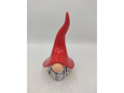 Hlava trpaslíka, vysoký klobouk, 24cm, žlutý s fleky