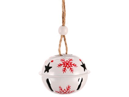 Rolničky větší koule bílá s hvězdičkou