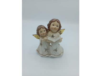 Figurka 2 andílci, lampa na čajovou svíčku 12cm