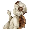 FIGURKA  ANDĚL V KLEKU S HOLUBICÍ SVÍTÍCÍ LED VĚNĚC - 16CM