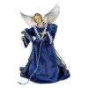 Anděl látkový modré šaty špic na strom 29cm
