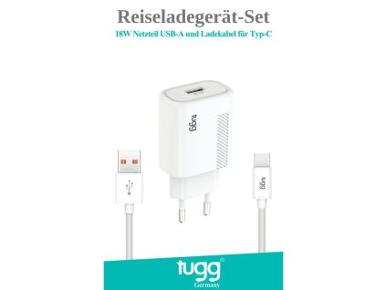 Tugg charger set 18W USB-A and charging cable for Type-C