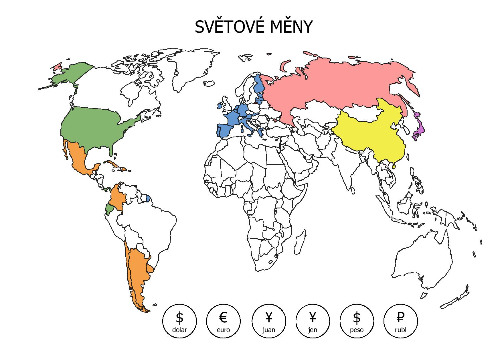 Map of world currencies