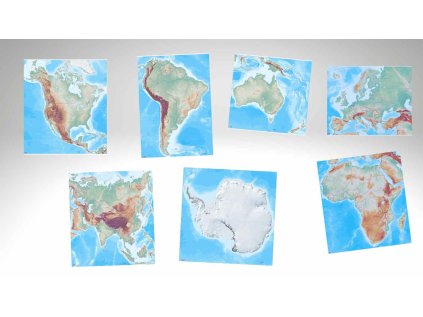 sada 7 školních map kontinentů do výuky