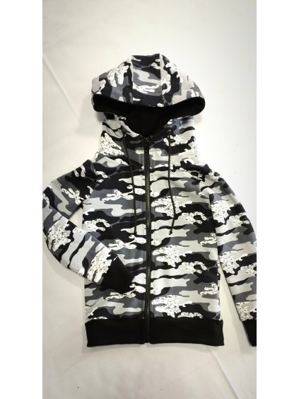 Dětská mikina bílo/šedá maskáčovina ..