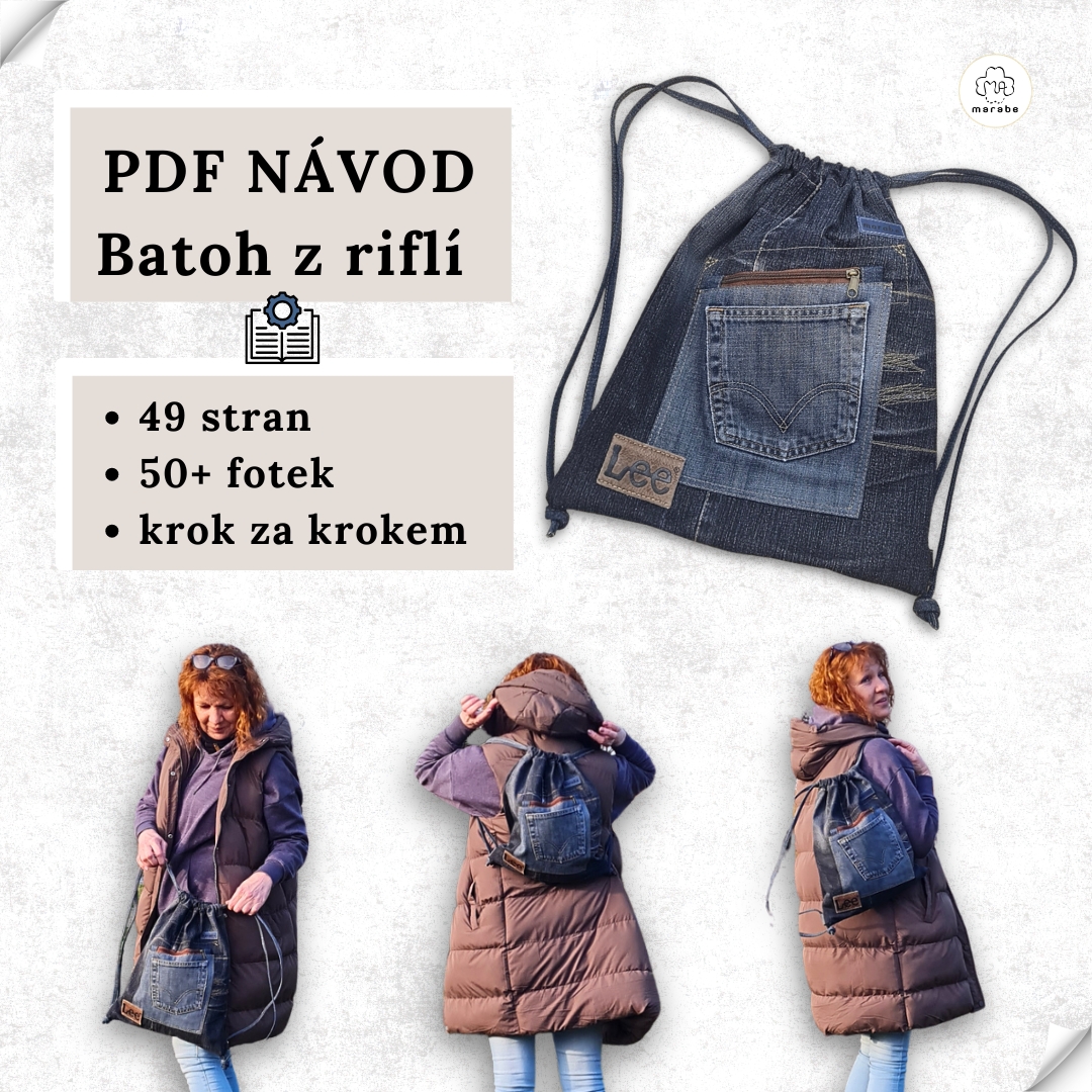 Stahovací batůžek z riflí | PDF fotonávod