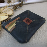  Elegantní malá kapsa z pravé kůže zelené barvy, velikost platebních karet - handmade od Marabe