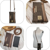 Kožená kapsa na mobil i s oddělávacím popruhem v hnědé barvě - handmade od Marabe