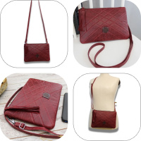Originální kožené psaníčko - crossbody ve vínové barvě - handmade od Marabe
