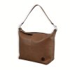 Hnědá kožená kabelka Letty midi pohled boční
