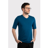 panske bambusove triko s kratkym rukavem v vystrih petrolej