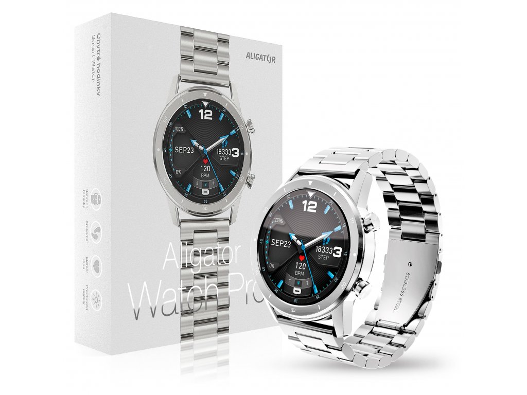 Chytré hodinky Aligator Watch PRO (Y80), stříbrné