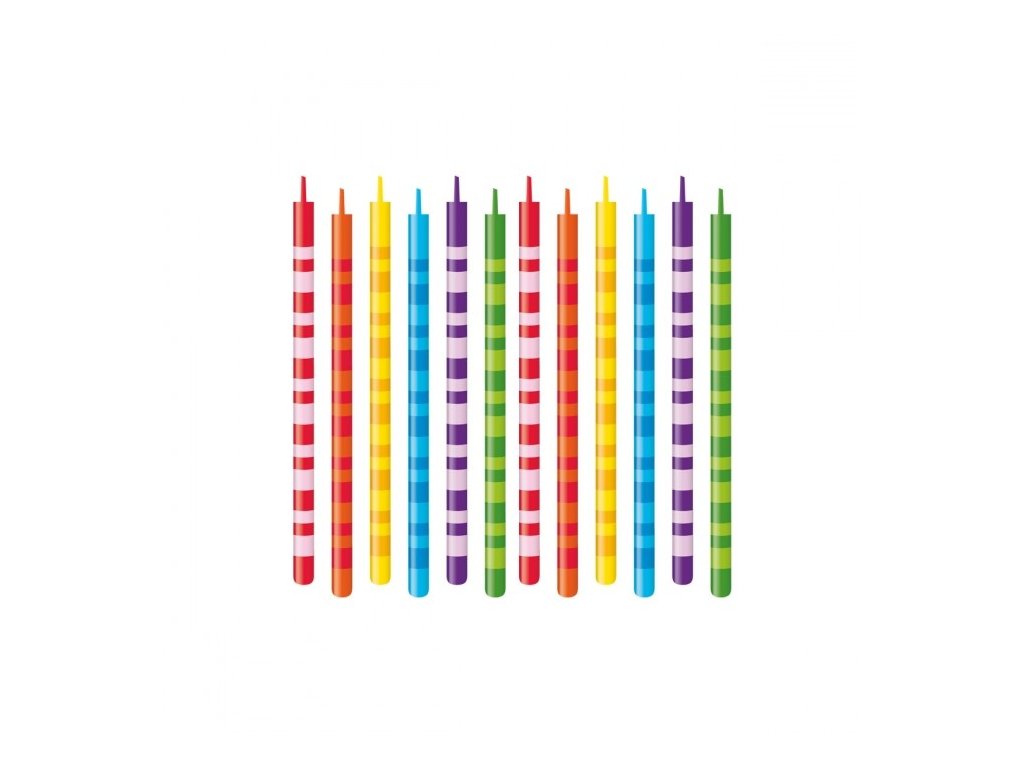Dortové svíčky DELÍCIA KIDS 10 cm, 12 ks, barevný mix