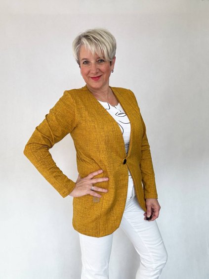 Dámské sako okr jeans efekt