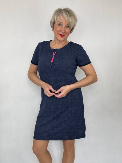 Dámské šaty Basic modrý jeans efekt