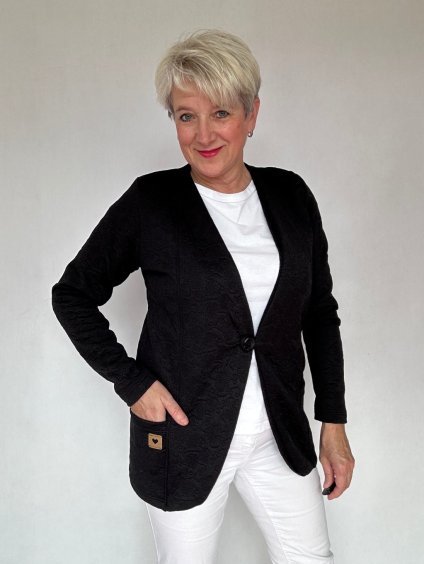 Dámské sako černá výšivka