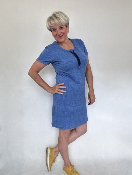Dámské šaty Basic  středně modrá jeans efekt