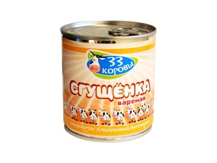 33 korovy Slazené kondenzované mléko vařené 397g 1/48