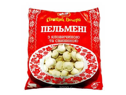 Rodinná večeře Pelmeně s vepřovým a hovězím masem 2kg 1/3