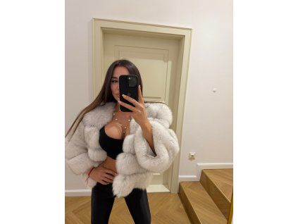Kožuch z líšky do pása "NATURAL WHITE"