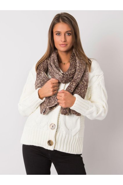 Šála se zlatou nití hnědá