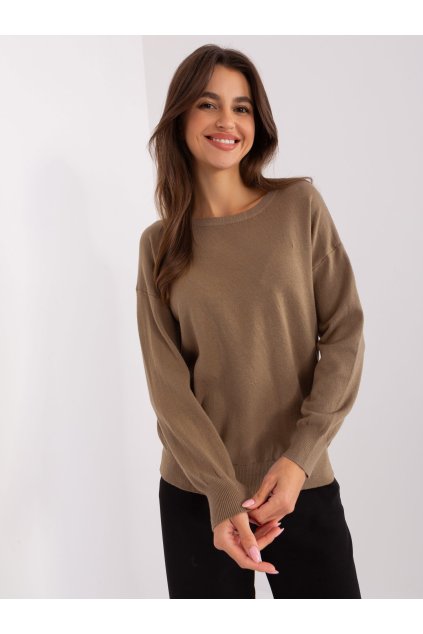 pol pl Hurtownia Ciemnobezowy sweter klasyczny z bawelna 402136 9