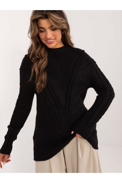 pol pl Hurt Czarny sweter oversize w warkocze 408746 1