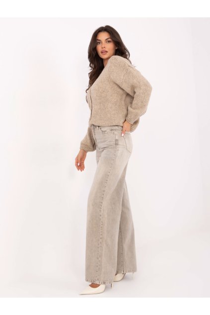 Džíny s širokými nohavicemi světle šedá